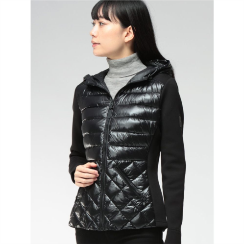 Mackage womens agatha quilted mixed media hooded jacket black