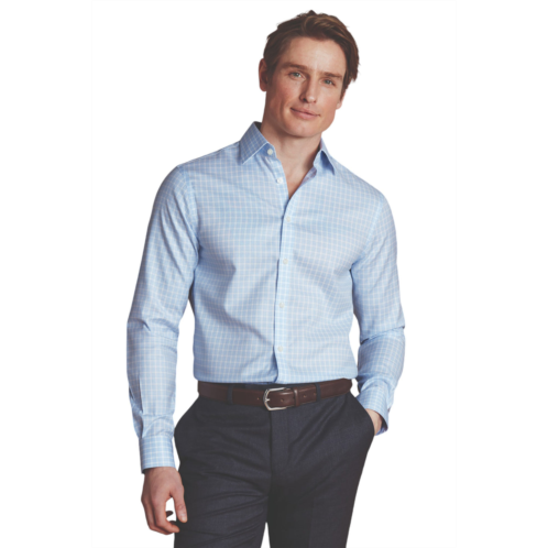 Charles Tyrwhitt mens triple check non-iron twill slim fit shirt single cuff