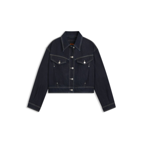 BOSS regular-fit trucker jacket in rinse-washed denim