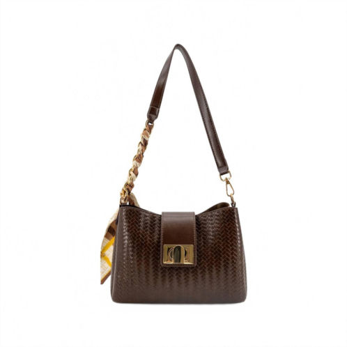 Like Dreams womens sabine woven scarf crossbody bag in chocolate brown