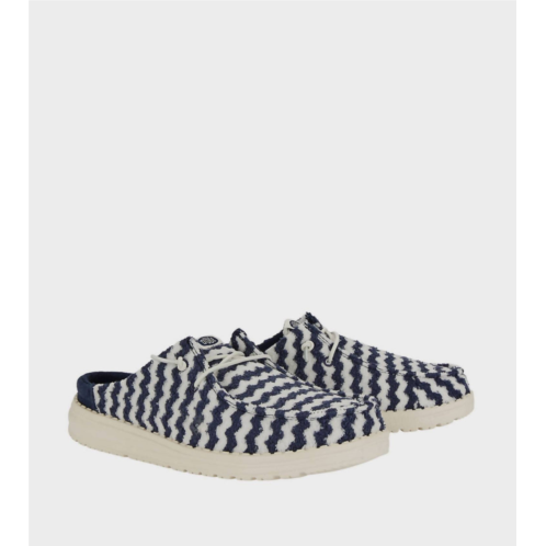 HEY DUDE womens wendy slip stripe shoes in navy