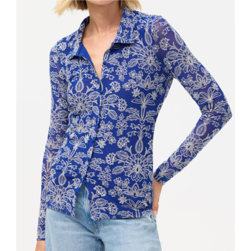 Johnny Was maricel mesh button down shirt in klaudia