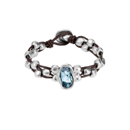UNOde50 blue crystal leather bracelet