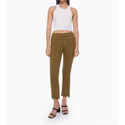Mother the insider crop step fray jean in fir green