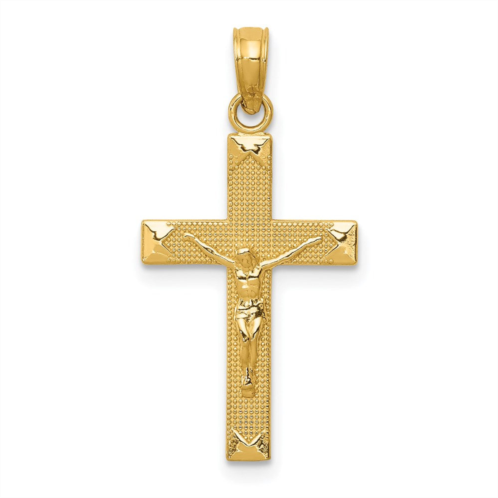 Diamond2Deal 14k yellow gold beveled tipped crucifix pendant