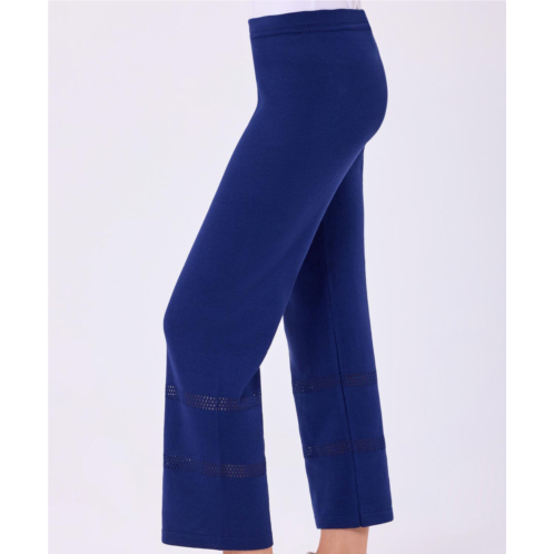 French kyss womens crochet detail pant in navy