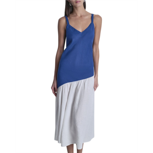 DKNY colorblocked hanky linen dress
