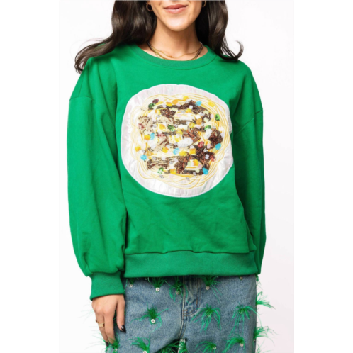 QUEEN OF SPARKLES elf spaghetti long sleeve sweatshirt in green