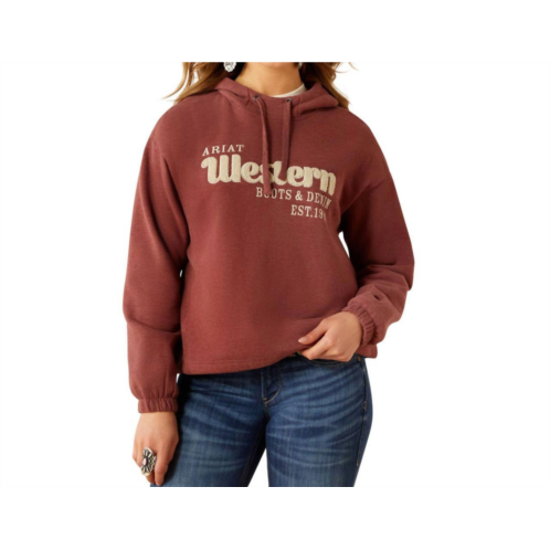 ARIAT essential chenile embroidery detail hoodie - plus in burnt russet