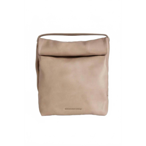 Alexander Wang waxed leather lunch tote bag in mushroom