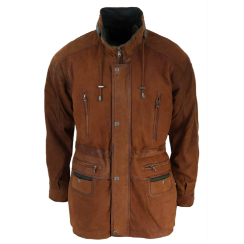 TruClothing suede safari hunting duffle coat leather
