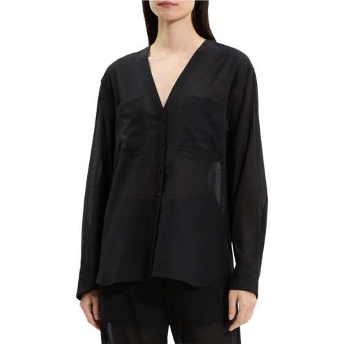 Theory sheer lightweight wool shirt