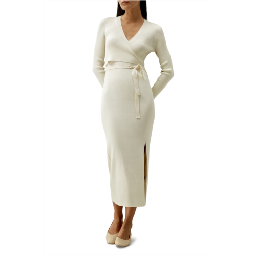 LILYSILK elegant wrap-front silk knit dress