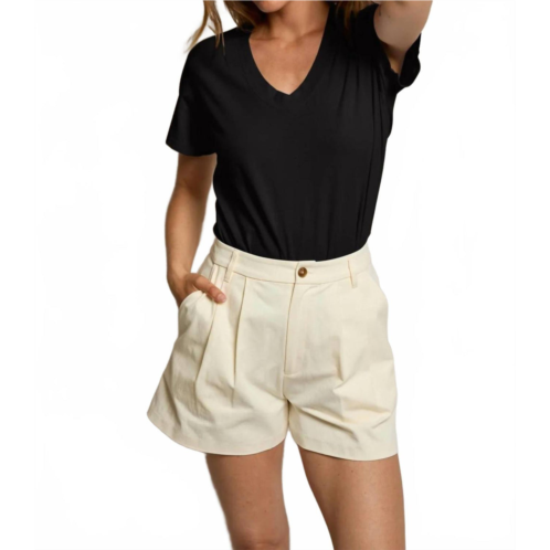 Perfectwhitetee mei double pleated shorts in sugar