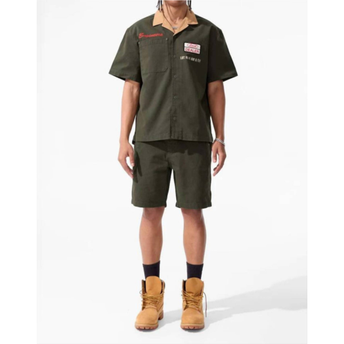JORDAN CRAIG retro re-up shorts in dark green