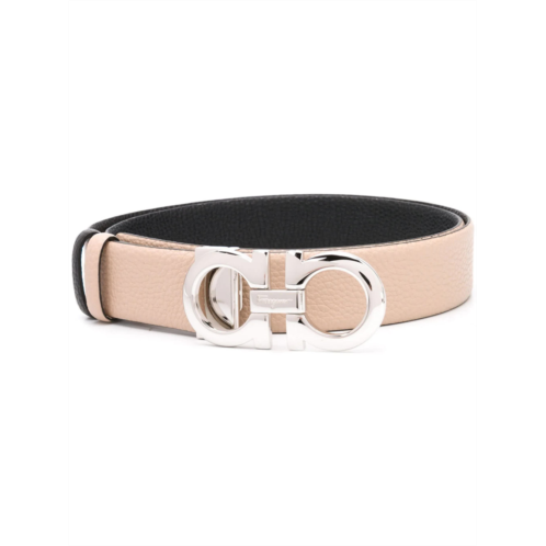 SALVATORE FERRAGAMO beige cintura h35 textured leather belt