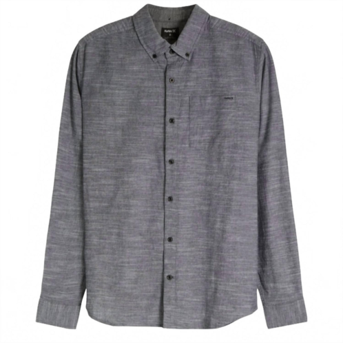 Hurley mens one and only stretch long sleeve shirt in black