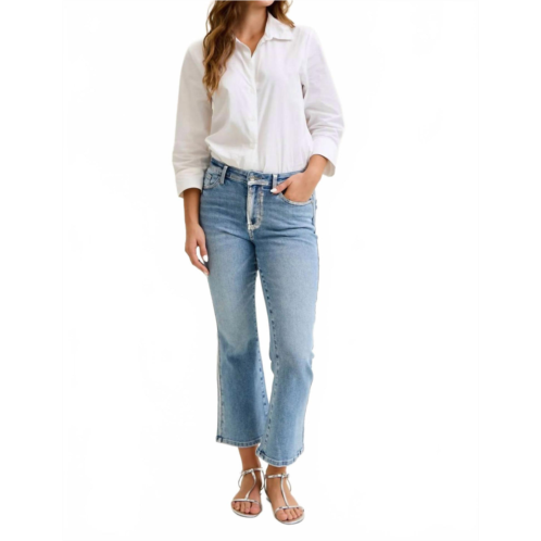 Judy Blue kick flare foiled seams jeans in medium Blue