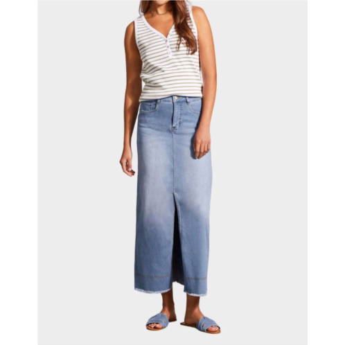 TRIBAL full length denim skirt in sky blue