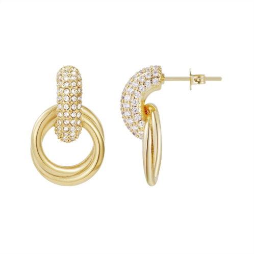 Adornia tarnish resistant 14k gold plated crystal doorknocker earrings