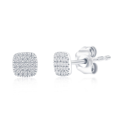 Simona sterling silver square diamond studs