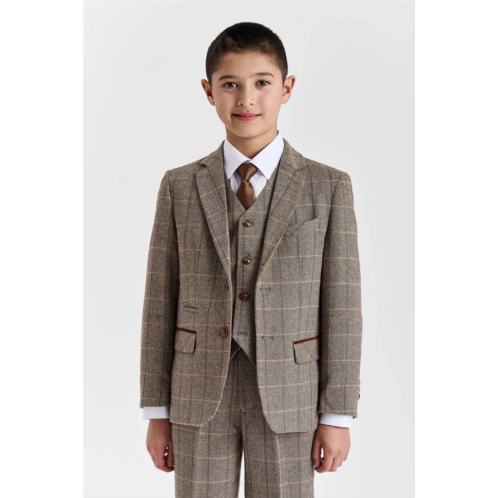 Paul Andrew 3 piece herringbone check wool blend tweed suit