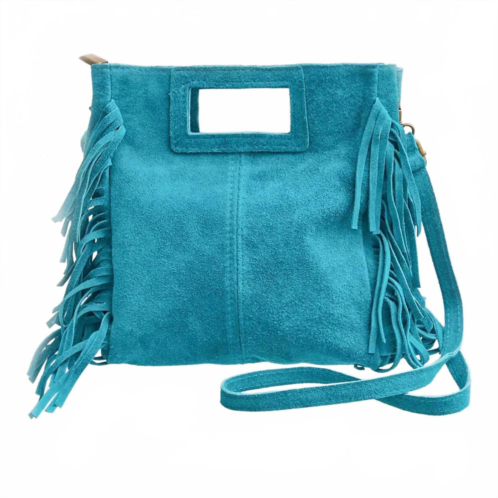 Debbie Katz womens crissy fringed bag in turquoise