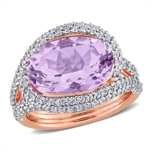 mimi & max 7ct tgw pink amethyst and created white sapphire swirl ring rose silver