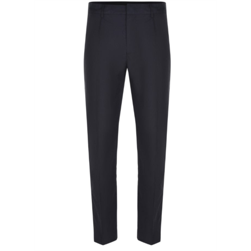 EMPORIO ARMANI midnight blue cotton trousers with straight-leg silhouette