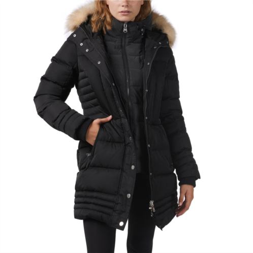 Pajar WOMENS discovery mix quilted puffer with hooded detachable bib