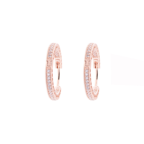 Pandora hoop earrings in rose with clear cubic zirconia and cut-out heart details
