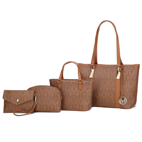 MKF Collection marimar m signature vegan leather womens tote bag by mia k 4 pcs set