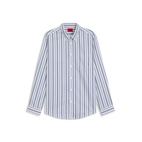 HUGO slim-fit shirt in striped cotton poplin