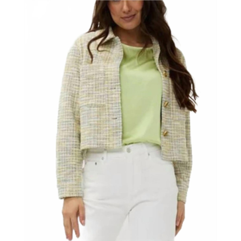 ESQUALO tweed button jacket in beige multi