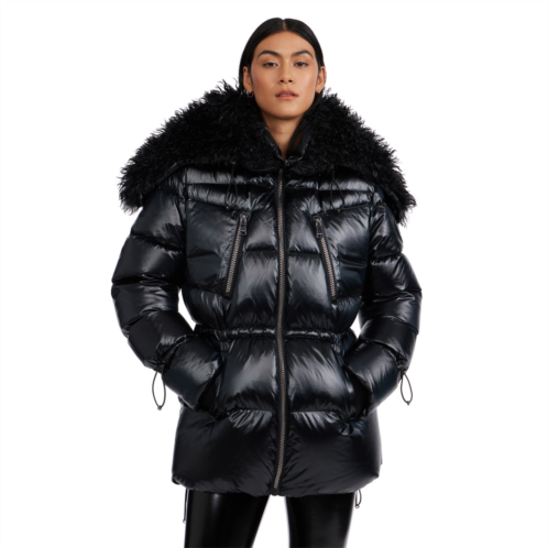 Pajar womens electra mid puffer with detachable sherpa lined split hood