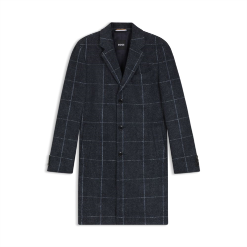 BOSS slim-fit coat with plain check