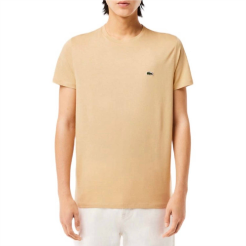 LACOSTE crew neck pima cotton jersey t shirt in beige