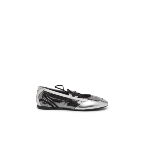 Diesel d-mile-metallic lace-up ballet flats