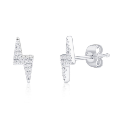 Simona sterling silver lightning bolt diamond studs