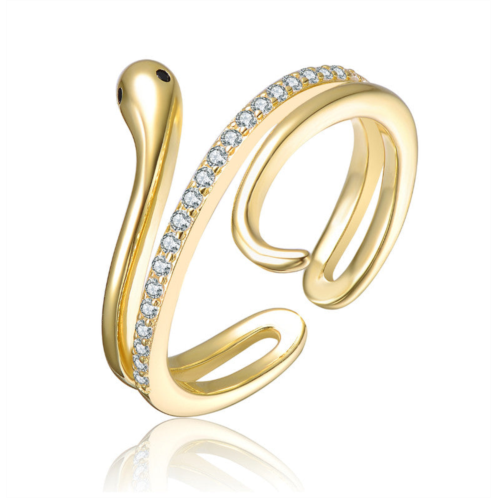 Rachel Glauber 14k gold plated with clear cubic zirconia serpent bypass ring