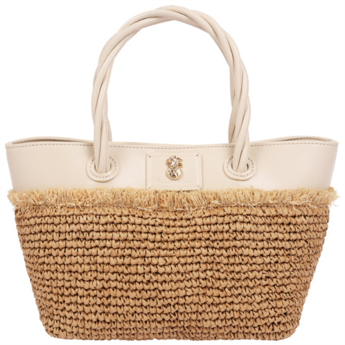 tommy bahama charlotte medium fringe raffia tote ivory
