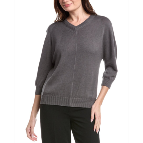 Lafayette 148 New York v neck blouson sleeve silk sweater