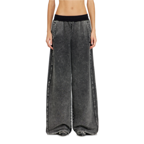 Diesel wide pants in washed cotton with side bands