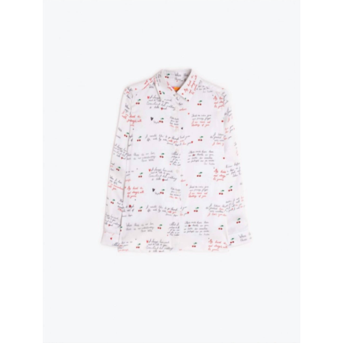 Vilagallo womens button up shirt with love words in ivory