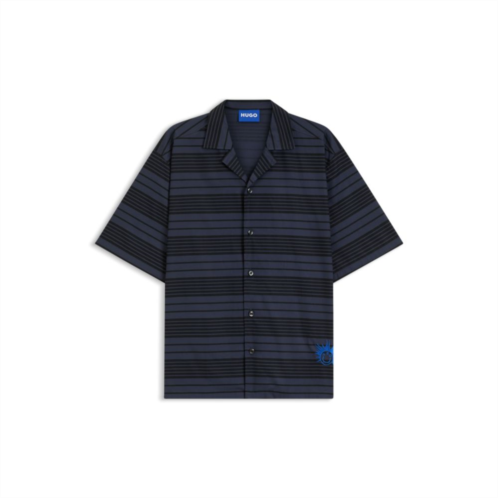HUGO striped regular-fit shirt in cotton poplin
