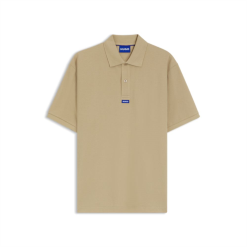 HUGO cotton-pique polo shirt with blue logo badge
