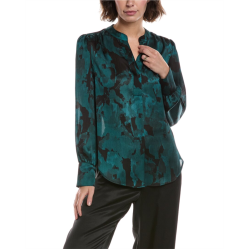 Anne Klein v-neck pleat front blouse