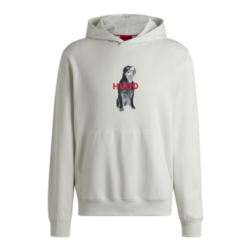 HUGO cotton-terry regular-fit hoodie with animal graphics