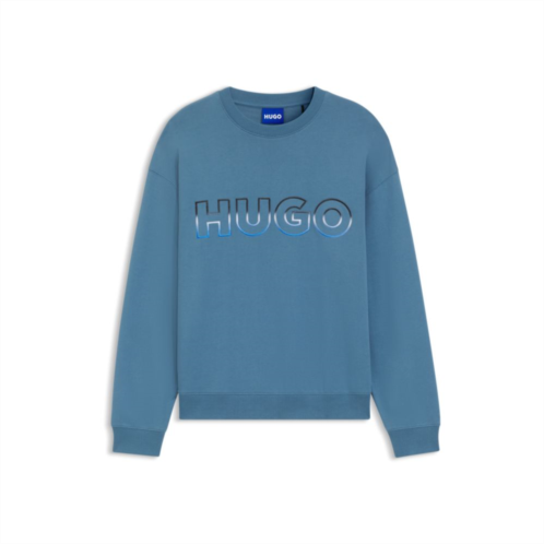 HUGO cotton-terry sweatshirt with ombre logo embroidery