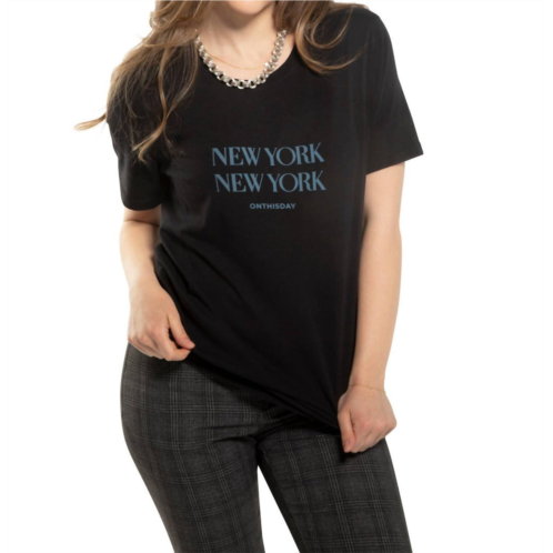 ON THIS DAY new york new york graphic short sleeve knit tee in black